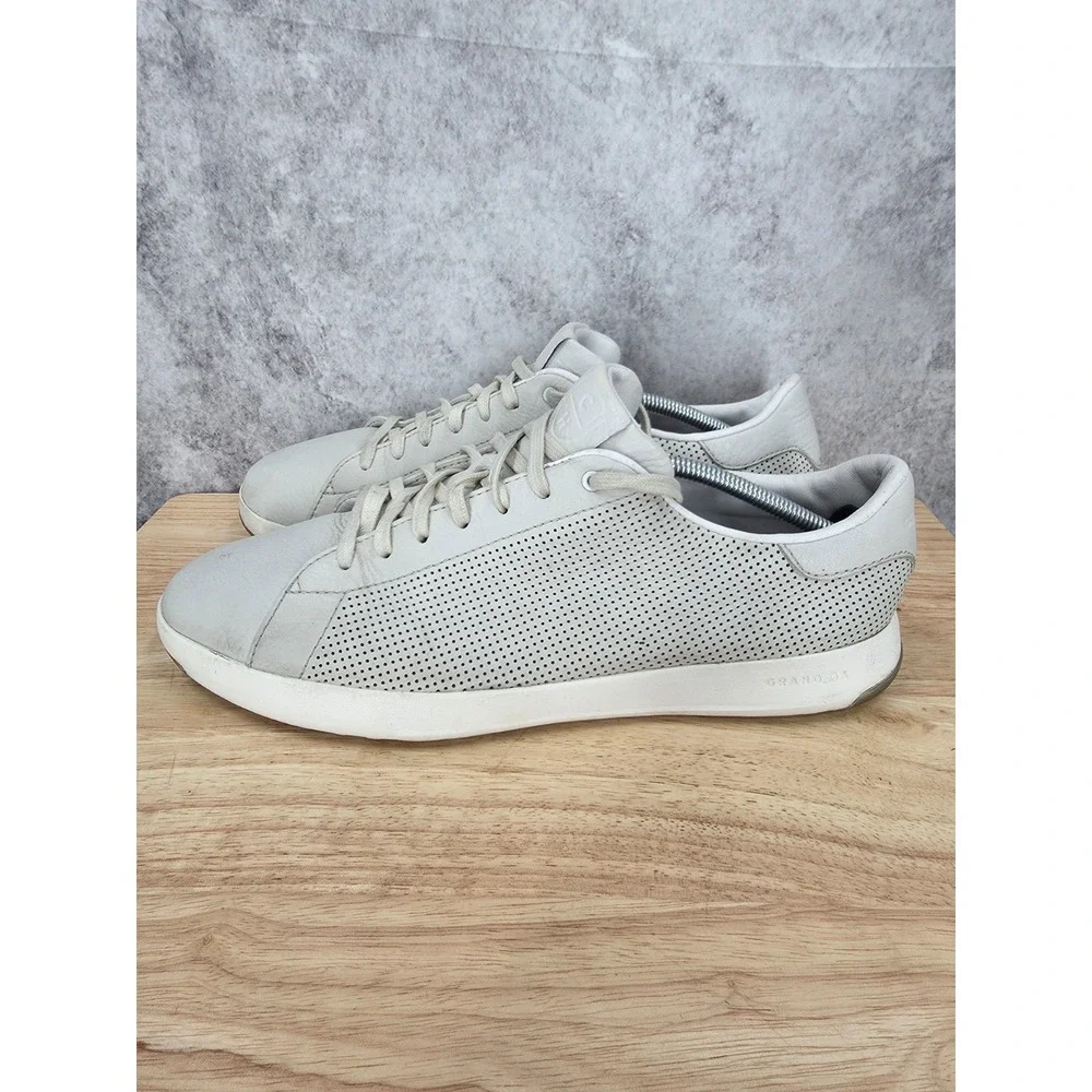 Cole Haan GrandPro Tennis Shoes Mens 13 M Gray Perforated Leather Sneakers